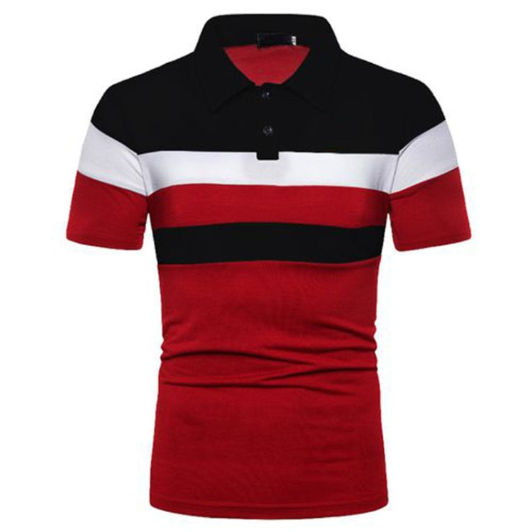 Summer Men Short Sleeve Colorblocking T-Shirt Casual Men Lapel Polo Shirt