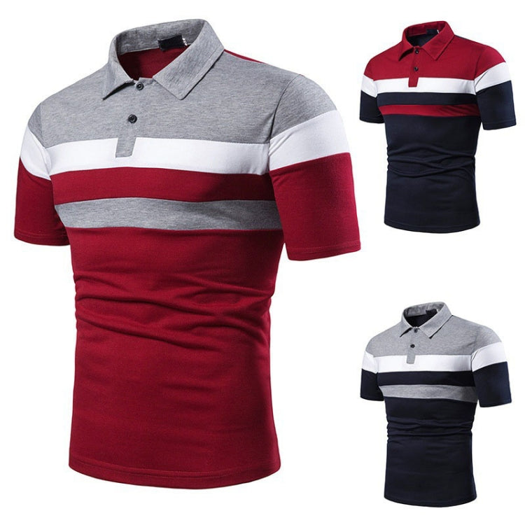 Summer Men Short Sleeve Colorblocking T-Shirt Casual Men Lapel Polo Shirt My Store