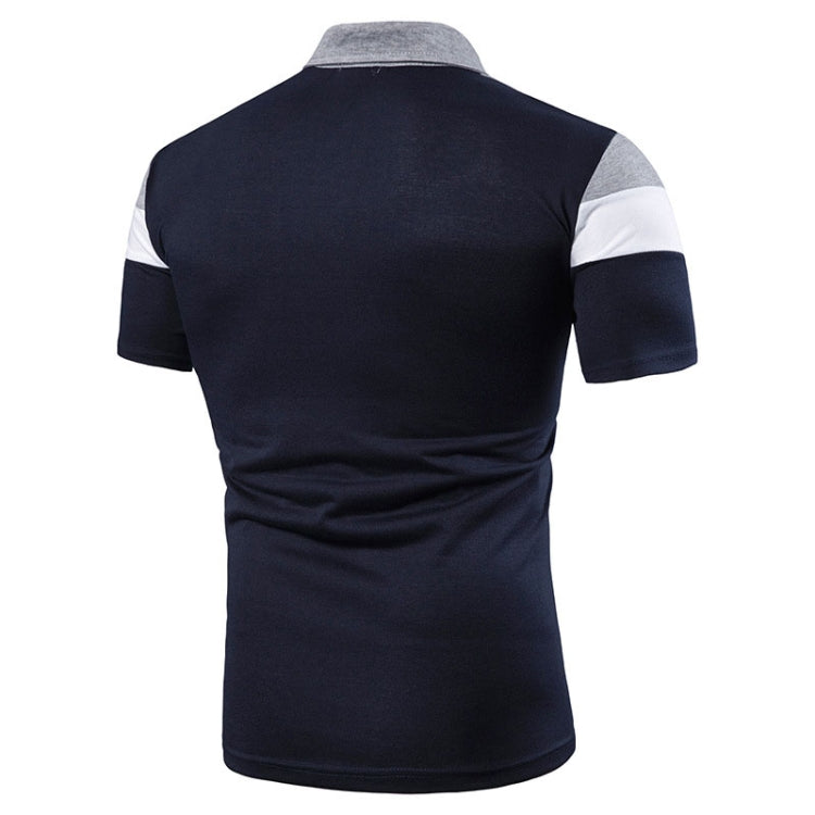 Summer Men Short Sleeve Colorblocking T-Shirt Casual Men Lapel Polo Shirt