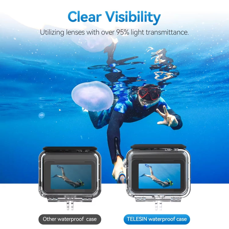 For Insta360 Ace Pro Camera TELESIN 45m Waterproof Case Underwater Diving Housing Cover My Store