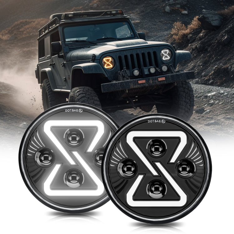 7 Inch 8-shaped Gradient Angel Eye Car Headlights For Wrangler ÎҵÄÉ̵ê