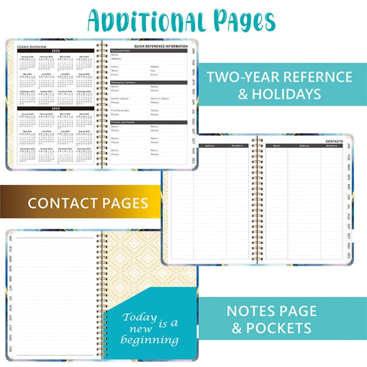 2025 English Notebook A5 Coil Notepad 365 Day Work Schedule Diary-Reluova