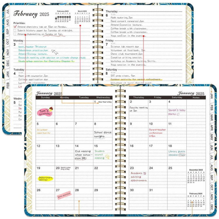 2025 English Notebook A5 Coil Notepad 365 Day Work Schedule Diary-Reluova