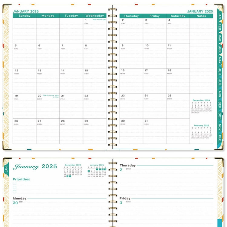 January-December 2025 Board Clip A4 English Notebook Coil Diary Planner My Store