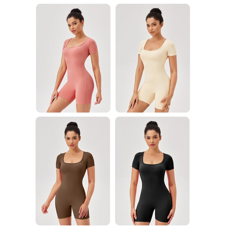 Women Square Neck Tight Quick-drying Yoga Short-sleeved Jumpsuit My Store