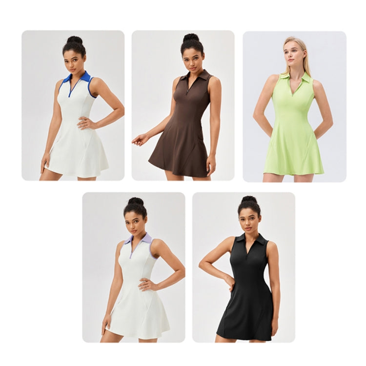 Lapel One-piece Tennis Skirt Quick-drying Breathable Waisted Sports Dress