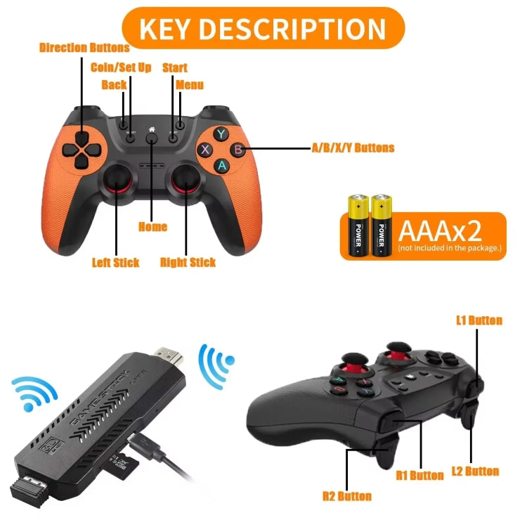 X2 Ultra Video Game Stick Console With 2.4G Double Wireless Controller