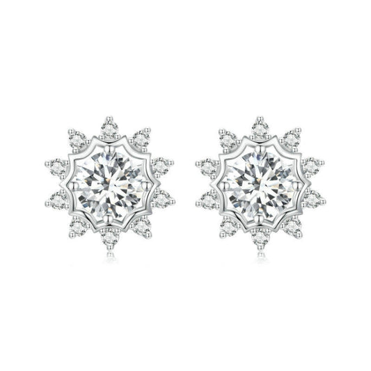 S925 Sterling Silver Plated With White Gold Shining Moissanite Earrings My Store