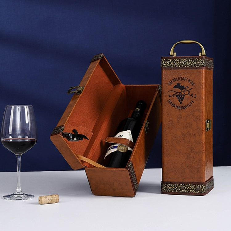 Single Red Wine Box Leather Wine Packaging Box Red With Wine Tools