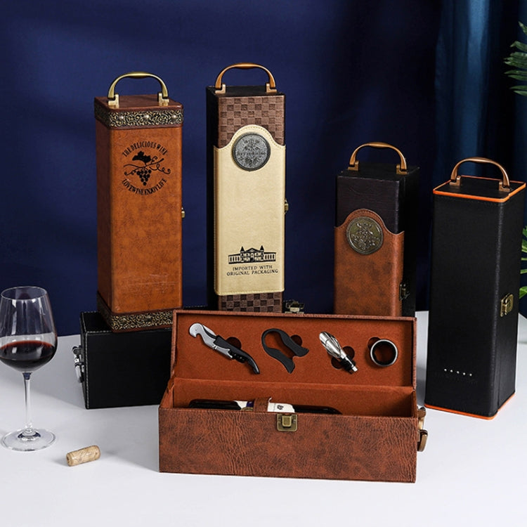 Single Red Wine Box Leather Wine Packaging Box Red With Wine Tools My Store