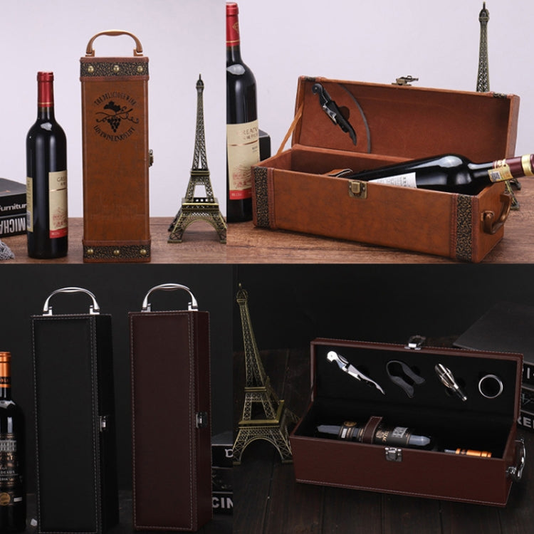 Single Red Wine Box Leather Wine Packaging Box Red With Wine Tools