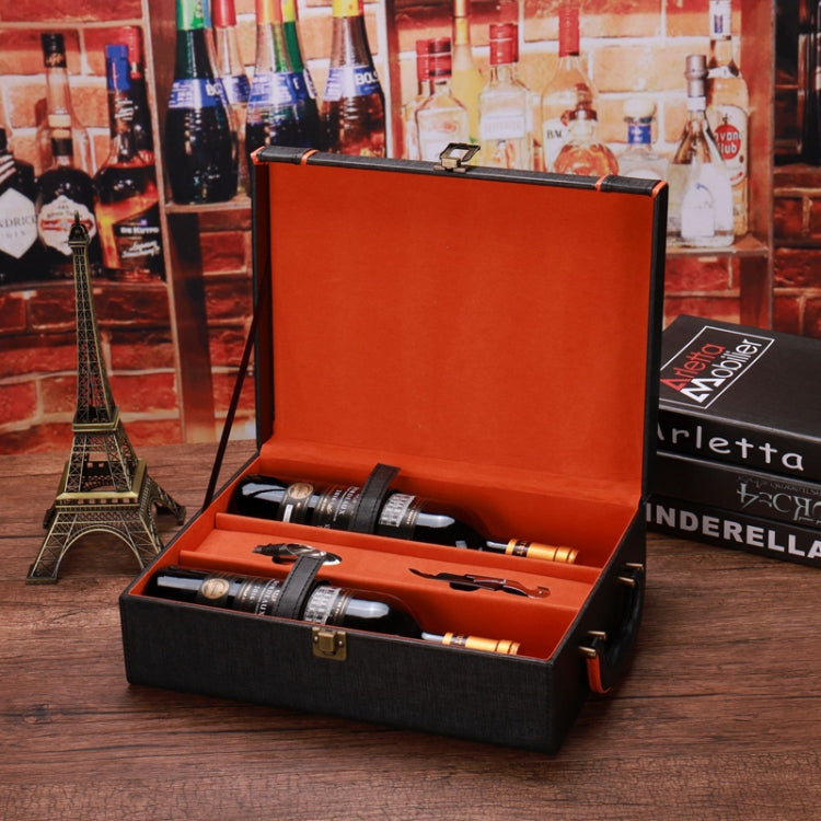 Rhinestone Double Bottle Wine Box Leather Wine Packaging Gift Box With Wine Tools My Store