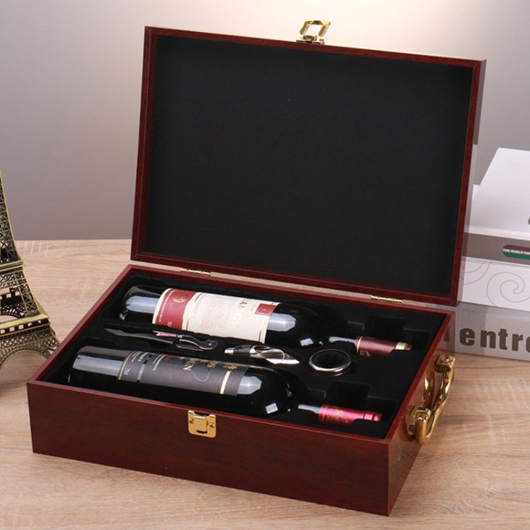 Double Piano Finish Red Wine Box Wooden Packing Case Wine Gift Box With Tools