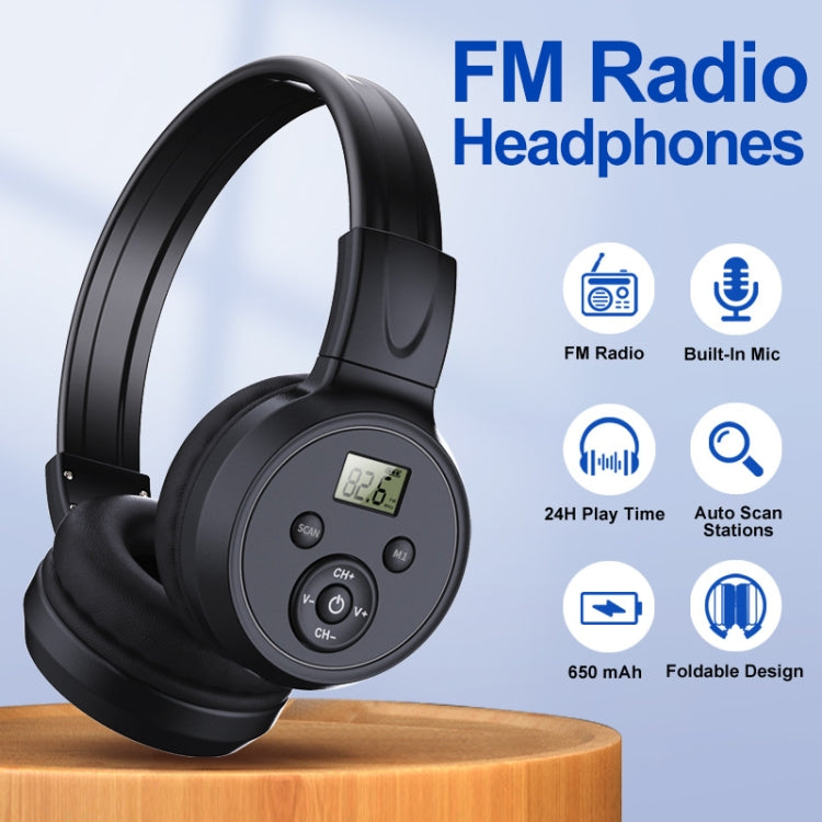 F4 Digital Display Automatic Scanning Foldable FM Radio Headphone - Reluova