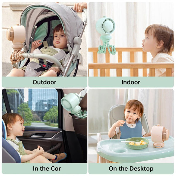 JisuLife Stroller Fan Life2S High Speed Energy Saving Stroller Mini Fan Octopus Bladeless Swingable Head Air Purifying Fan Reluova