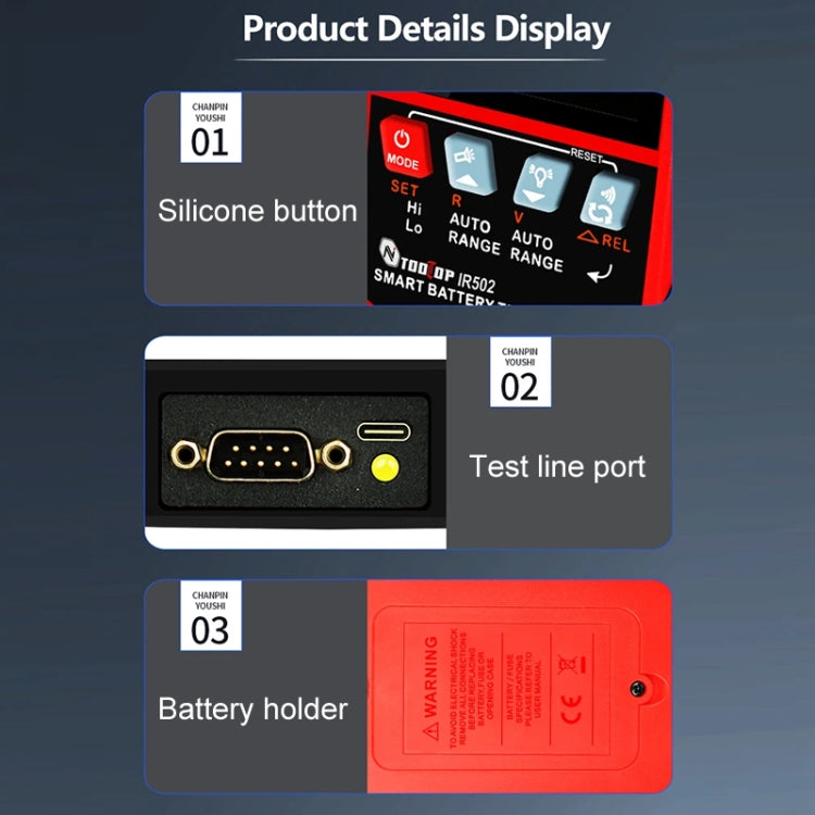 Battery Internal Resistance Tester Lead-Acid Alkaline Lithium Battery Tester Reluova