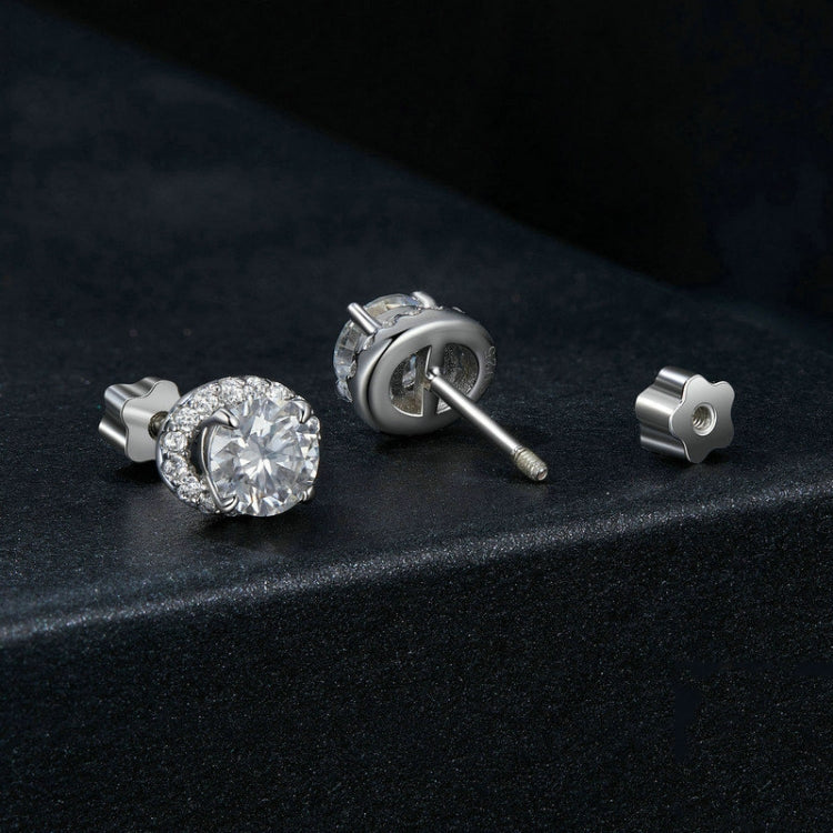 S925 Sterling Silver With White Gold Moissanite Earrings My Store