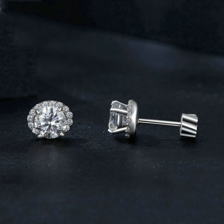 S925 Sterling Silver With White Gold Moissanite Earrings My Store