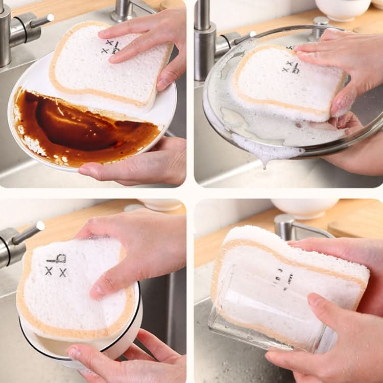 Cute Toast Absorbent Wood Pulp Sponge Brush Dishwashing Wipe Kitchen Cleaning Tool Reluova