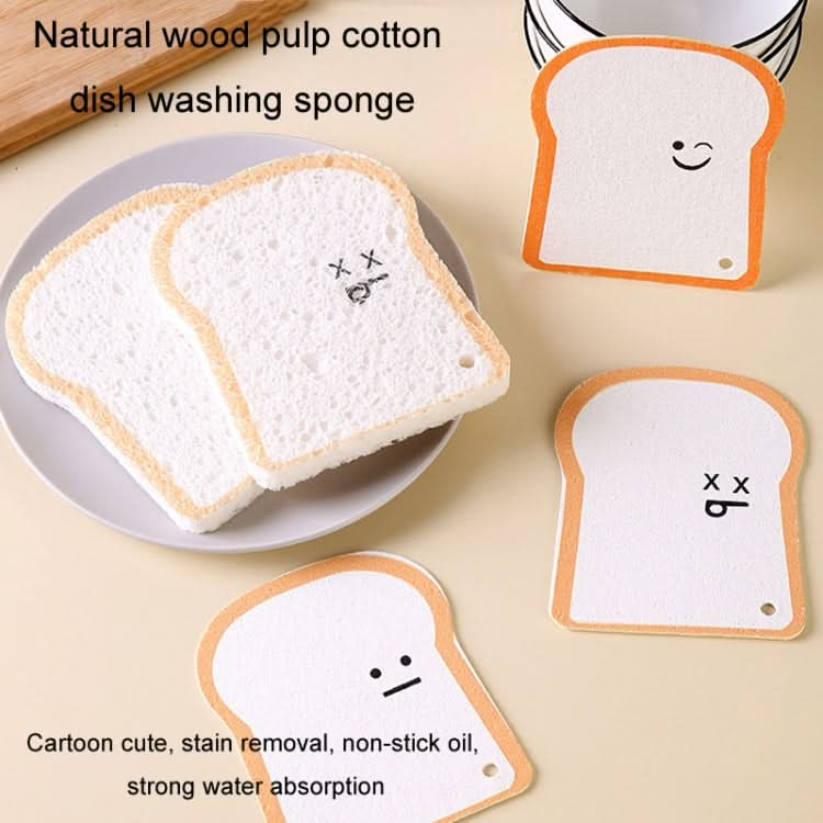 Cute Toast Absorbent Wood Pulp Sponge Brush Dishwashing Wipe Kitchen Cleaning Tool Reluova