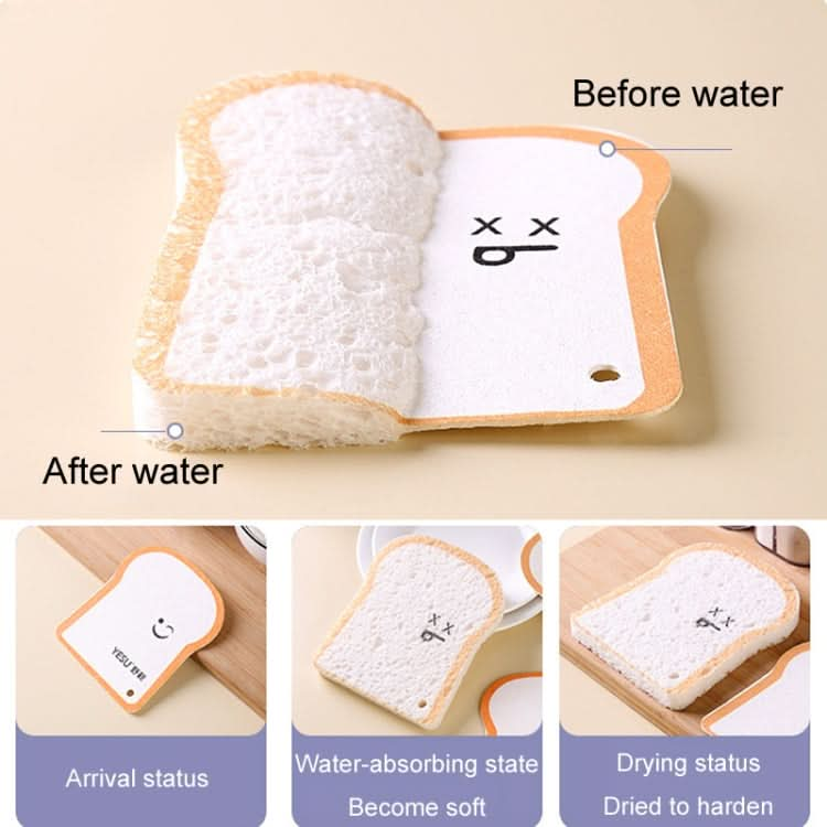 Cute Toast Absorbent Wood Pulp Sponge Brush Dishwashing Wipe Kitchen Cleaning Tool Reluova