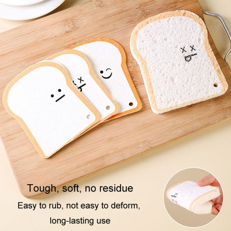 Cute Toast Absorbent Wood Pulp Sponge Brush Dishwashing Wipe Kitchen Cleaning Tool Reluova