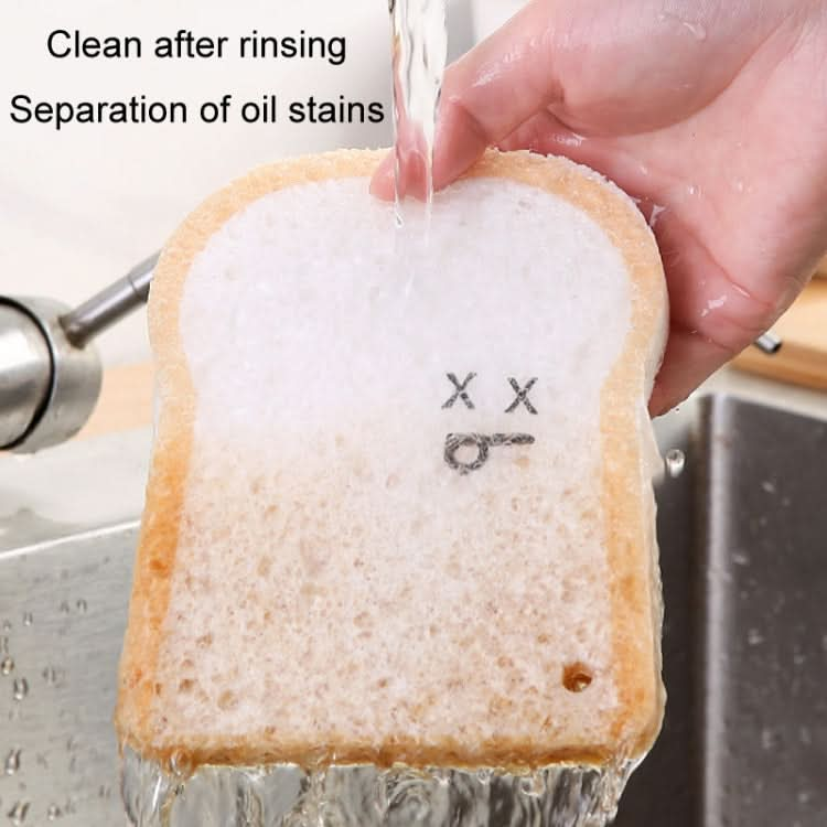 Cute Toast Absorbent Wood Pulp Sponge Brush Dishwashing Wipe Kitchen Cleaning Tool Reluova