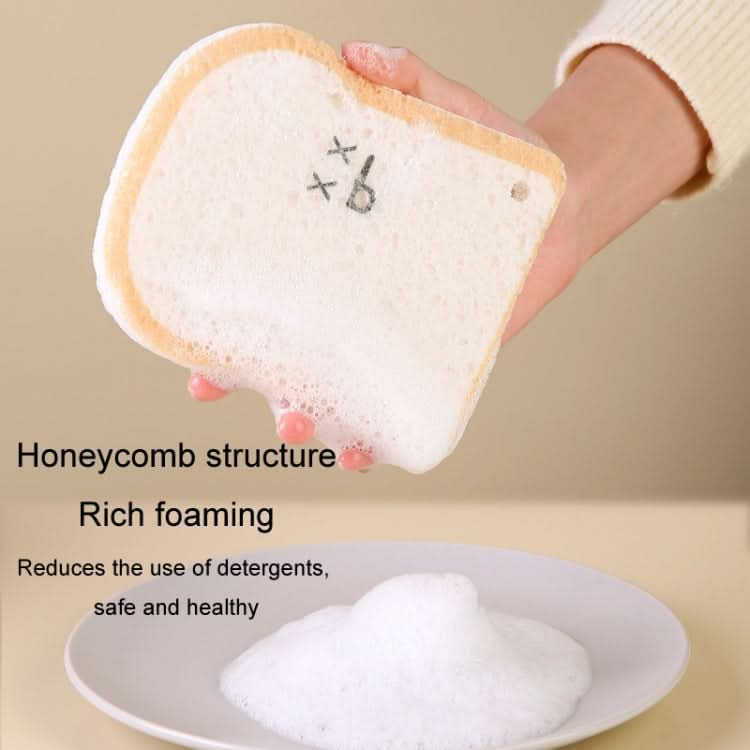 Cute Toast Absorbent Wood Pulp Sponge Brush Dishwashing Wipe Kitchen Cleaning Tool Reluova