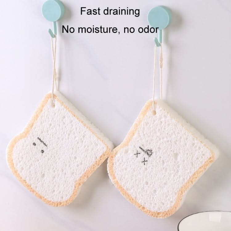 Cute Toast Absorbent Wood Pulp Sponge Brush Dishwashing Wipe Kitchen Cleaning Tool Reluova