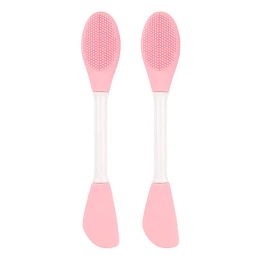 2pcs Dual Head Silicone Face Mask Brush Face Cleansing Massage Brush Mud Mask Applicator(Pink)-Reluova