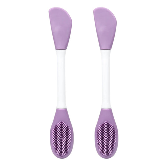 2pcs Dual Head Silicone Face Mask Brush Face Cleansing Massage Brush Mud Mask Applicator(Purple)-Reluova