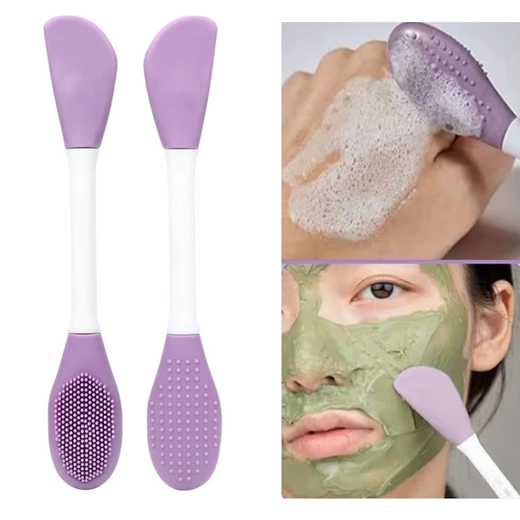 2pcs Dual Head Silicone Face Mask Brush Face Cleansing Massage Brush Mud Mask Applicator(Purple)-Reluova