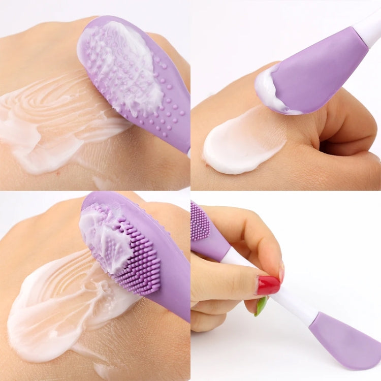 2pcs Dual Head Silicone Face Mask Brush Face Cleansing Massage Brush Mud Mask Applicator(Purple)-Reluova