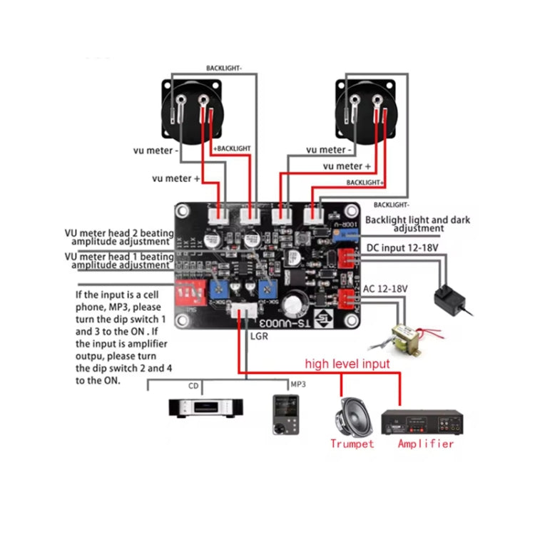 VU Meter Driver Board Module Adjusts Power Amplifier Reluova