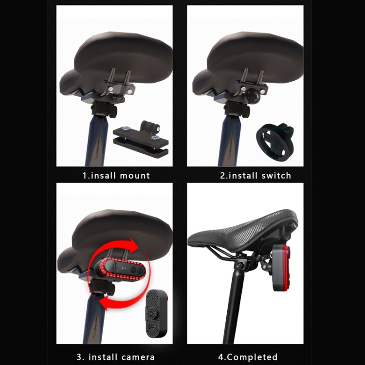 Bike Warning Tail Light 1080P WiFi Camera Recorder Waterproof Bicycle Rear Light for Riding Cycling Reluova