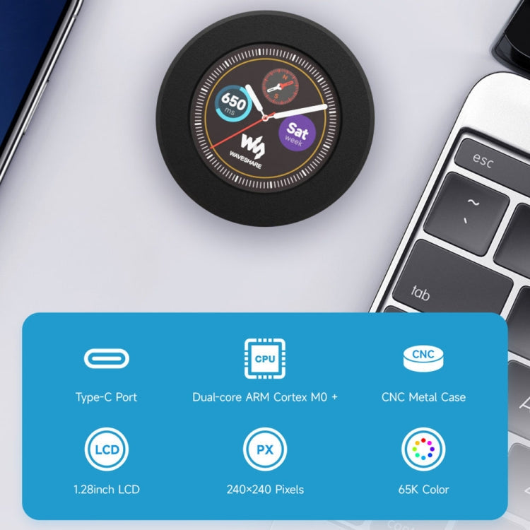 Waveshare 26369 1.28-Inch Round LCD Screen RP2040 MCU Board Reluova