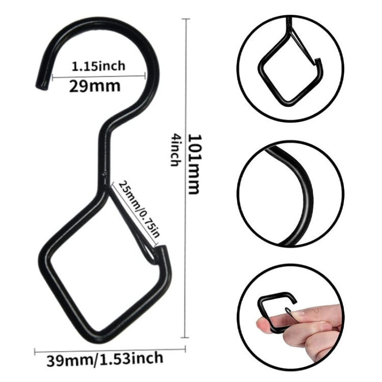 2pcs Household S Hooks For Hanging Metal Windproof Hooks With Safety Buckle