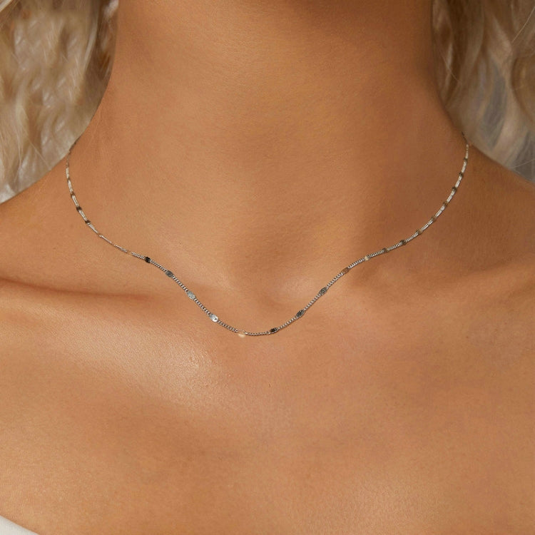 S925 Sterling Silver Platinum-plated Basic Necklace My Store