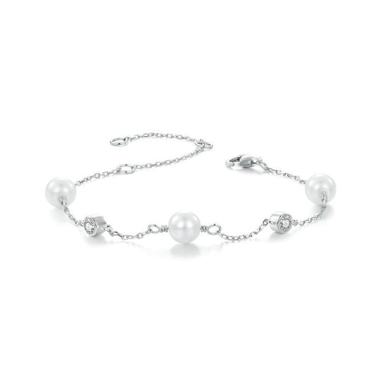 S925 Sterling Silver With White Moissanite Pearl Bracelet My Store