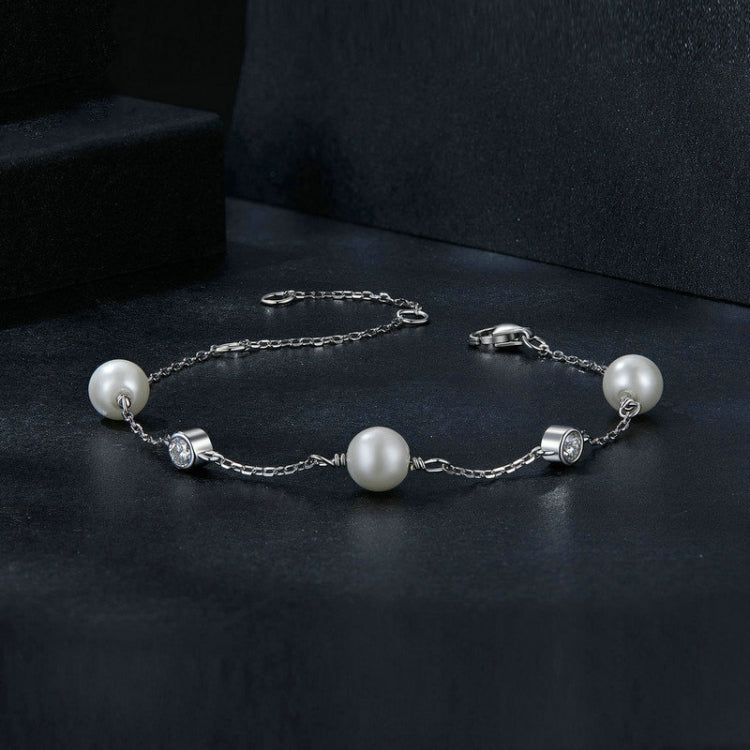 S925 Sterling Silver With White Moissanite Pearl Bracelet My Store