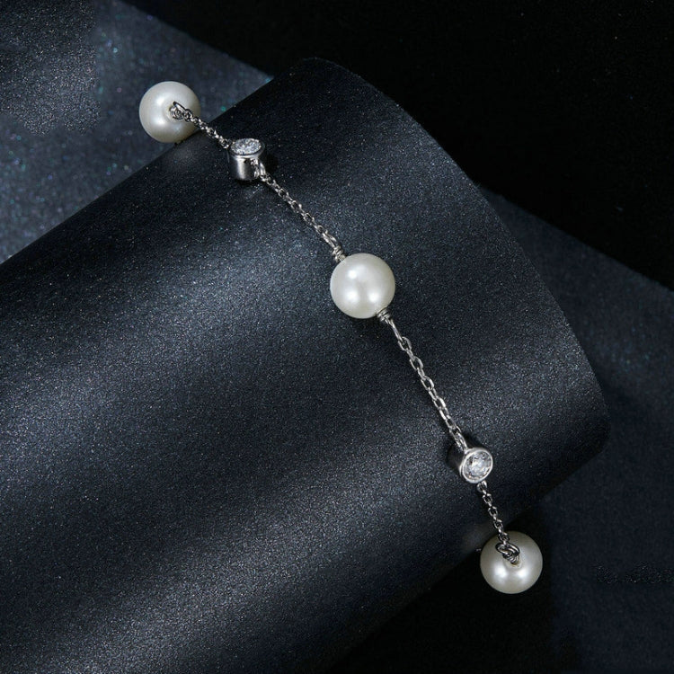 S925 Sterling Silver With White Moissanite Pearl Bracelet My Store