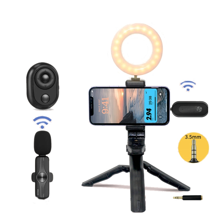 3.5mm Receiver Wireless Lavalier Microphone 9-inch Fill Light Tripod Set for Live Photography Reluova