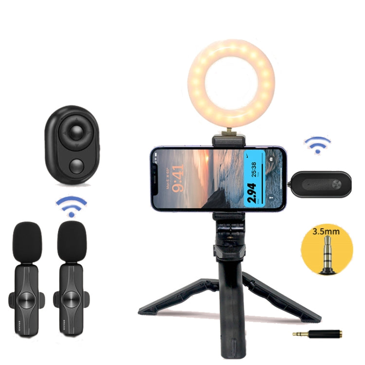 3.5mm Receiver Wireless Lavalier Microphone 9-inch Fill Light Tripod Set for Live Photography Reluova