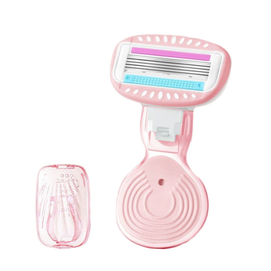 5-layer Blades Shaver Women Whole Body Leg Hair Shaving Armpit Hair Razor, Color: Short Handle Pink-Reluova