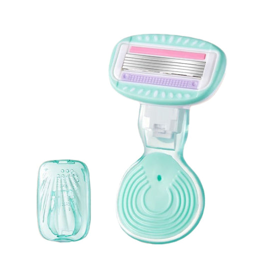 5-layer Blades Shaver Women Whole Body Leg Hair Shaving Armpit Hair Razor, Color: Short Handle Mint Green-Reluova