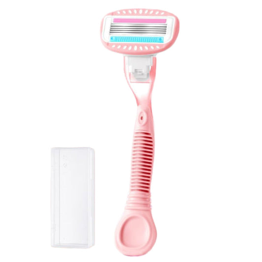 5-layer Blades Shaver Women Whole Body Leg Hair Shaving Armpit Hair Razor, Color: Long Handle Pink-Reluova