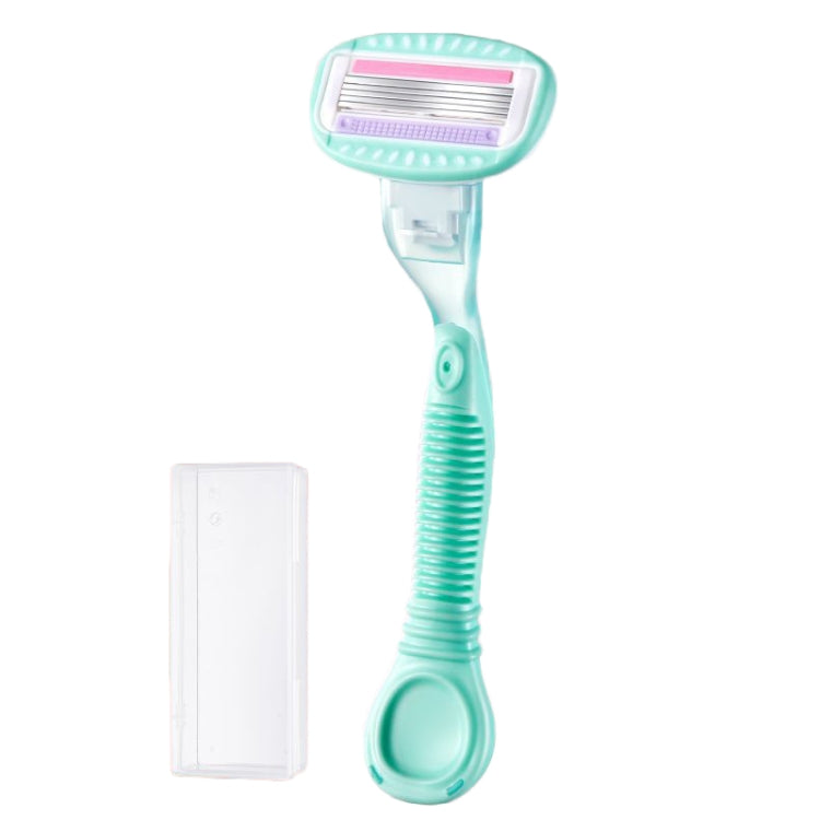 5-layer Blades Shaver Women Whole Body Leg Hair Shaving Armpit Hair Razor, Color: Long Handle Mint Green-Reluova