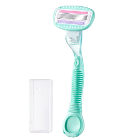 5-layer Blades Shaver Women Whole Body Leg Hair Shaving Armpit Hair Razor, Color: Long Handle Mint Green-Reluova