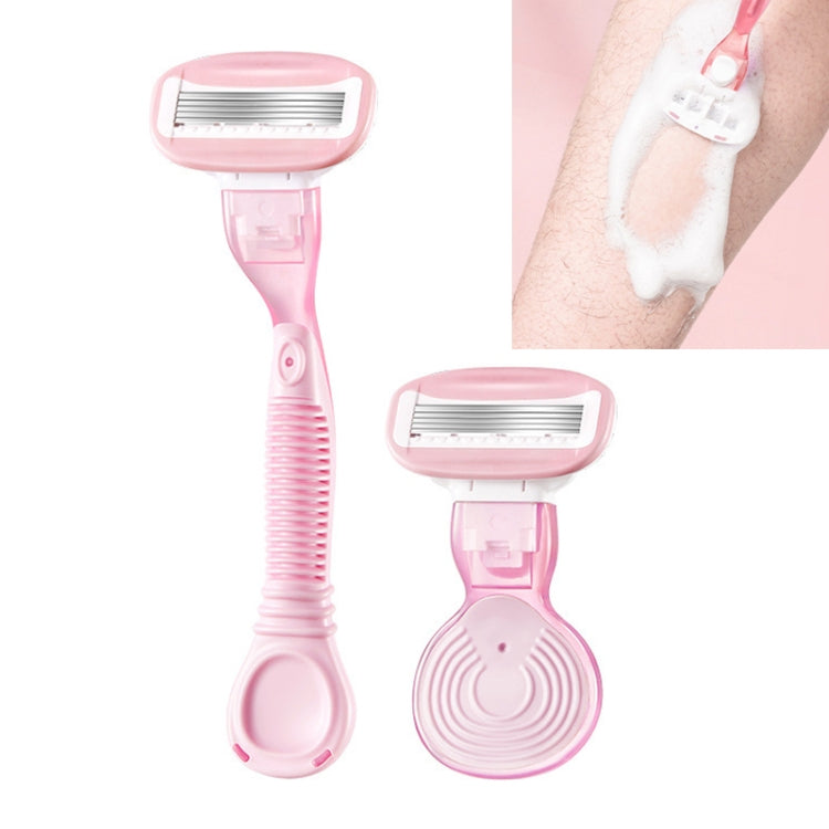 5-layer Blades Shaver Women Whole Body Leg Hair Shaving Armpit Hair Razor, Color: Long Handle Pink-Reluova