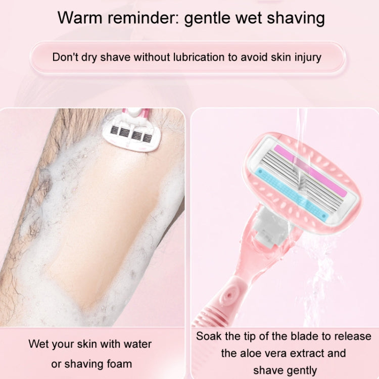 5-layer Blades Shaver Women Whole Body Leg Hair Shaving Armpit Hair Razor, Color: Long Handle Pink-Reluova